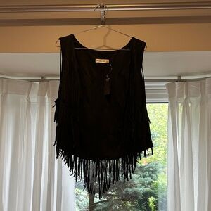 Brand New Abercrombie & Fitch Black Fringe Tank Top